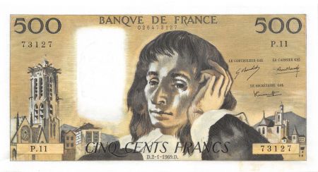 France 500 Francs Pascal - 02-01-1969 Série P.11 - SUP