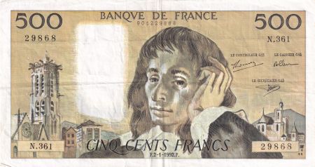 France 500 Francs Pascal - 02-01-1992 - Série N.361
