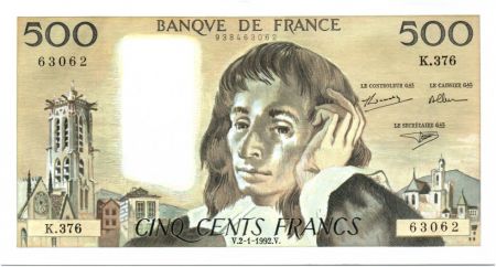 France 500 Francs Pascal - 02-01-1992 - SPL