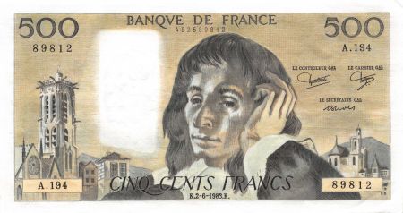 France 500 Francs Pascal - 02-06-1983 - Série A.194 - SUP