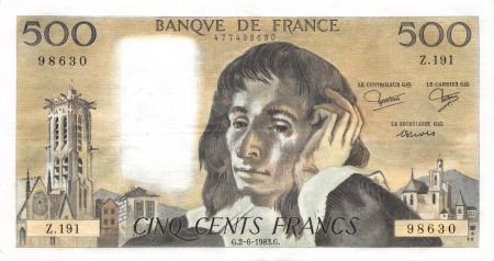 France 500 Francs Pascal - 02-06-1983 - Série Z.191 - SUP