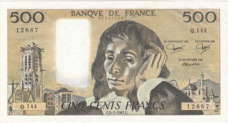 France 500 Francs Pascal - 02-07-1981 Série Q.144