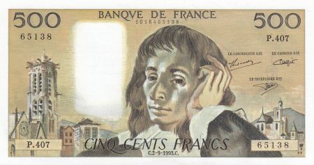 France 500 Francs Pascal - 02-09-1993 Série P.407