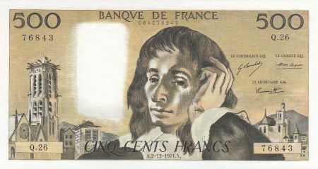 France 500 Francs Pascal - 02/12/1971 -  Série Q. 26
