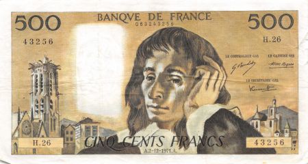 France 500 Francs Pascal - 02-12-1971 Série H.26 - PTTB
