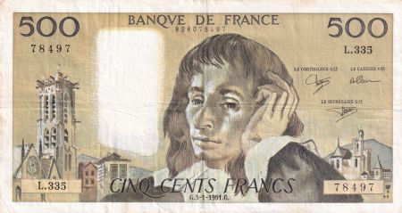 France 500 Francs Pascal - 03-01-1991 Série L.335 - TTB