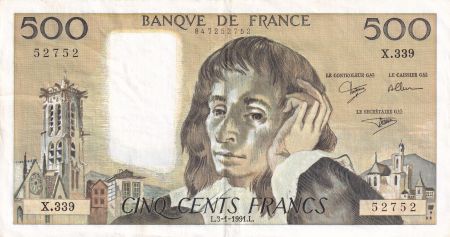 France 500 Francs Pascal - 03-01-1991 Série X.339 - SUP+