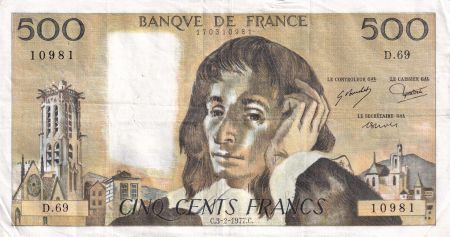 France 500 Francs Pascal - 03-02-1977 - Série D.69 - TTB