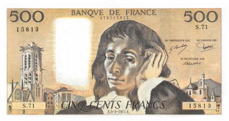 France 500 Francs Pascal - 03-02-1977 - Série S.71 - SUP