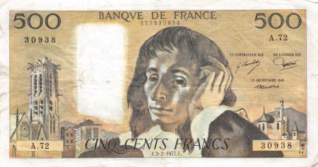 France 500 Francs Pascal - 03-02-1977 Série A.72 - PTTB