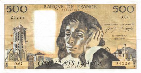France 500 Francs Pascal - 03-02-1977 Série O.67 - TTB