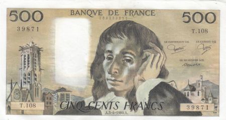 France 500 Francs Pascal - 03-04-1980 - Série T.108