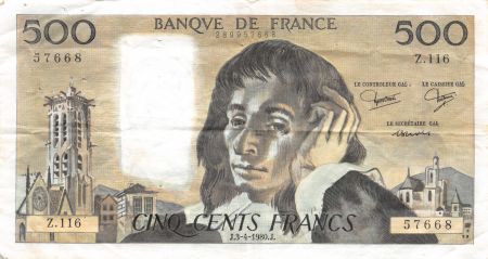 France 500 Francs Pascal - 03-04-1980 Série Z.116 - TTB