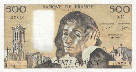 France 500 Francs Pascal - 03-11-1977 - Série Q.75