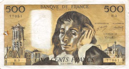 France 500 Francs Pascal - 04-01-1968 Série H.3 - TB