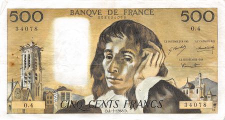 France 500 Francs Pascal - 04-01-1968 Série O.4 - TTB