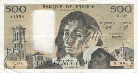 France 500 Francs Pascal - 04-06-1981 Série R.139 - TTB