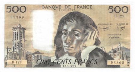 France 500 Francs Pascal - 04-09-1980 - Série D.127 - SUP+