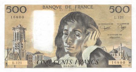 France 500 Francs Pascal - 04-09-1980 - Série L.121 - SUP