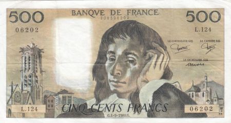 France 500 Francs Pascal - 04-09-1980 - Série L.124