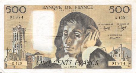 France 500 Francs Pascal - 04-09-1980 Série G.120 - TTB