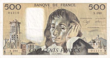 France 500 Francs Pascal - 05-05-1988 - Série X.280