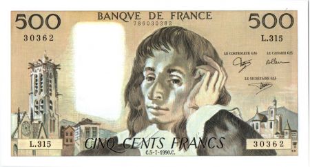 France 500 Francs Pascal - 05-07-1990 - L.315