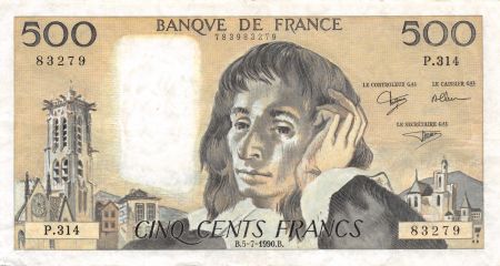 France 500 Francs Pascal - 05-07-1990 Série P.314 - TTB