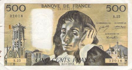 France 500 Francs Pascal - 05-08-1971 - Série S.25 - PTB
