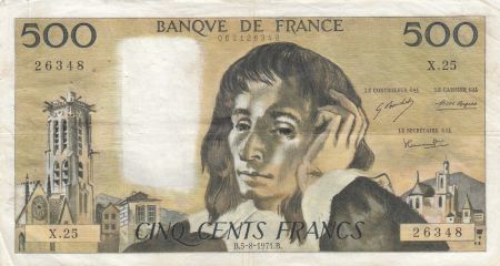 France 500 Francs Pascal - 05-08-1971 Série X.25 - TB+