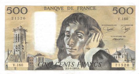 France 500 Francs Pascal - 05-08-1982 - Série V.160 - SUP