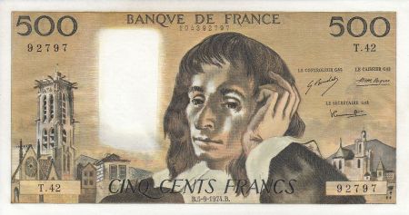 France 500 Francs Pascal - 05/09/1974 -  Série T. 42