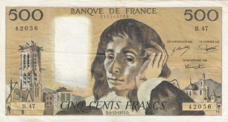 France 500 Francs Pascal - 05-12-1974 Série B.47 - TTB