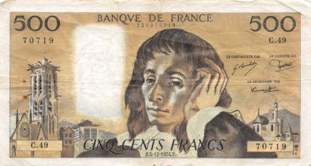France 500 Francs Pascal - 05-12-1974 Série C.49 - TTB