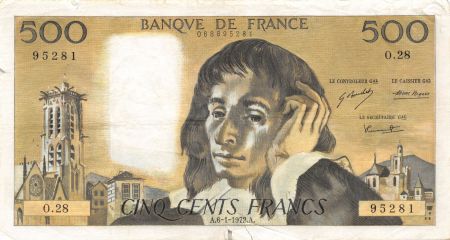 France 500 Francs Pascal - 06-01-1972 Série O.28 - TTB