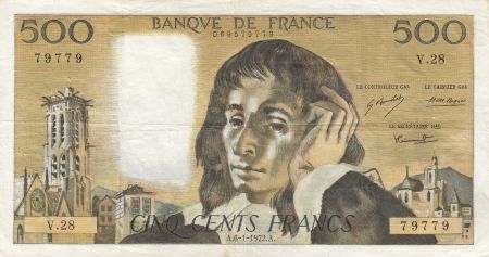 France 500 Francs Pascal - 06-01-1972 Série V.28 - TTB