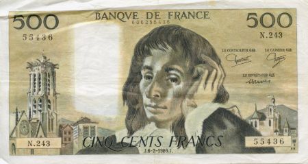 France 500 Francs Pascal - 06-02-1986 Série N.243 - PTTB