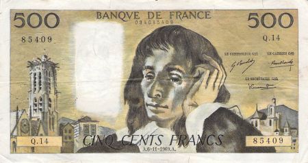 France 500 Francs Pascal - 06-11-1969 - Série Q.14 - TB