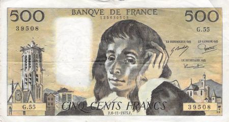 France 500 Francs Pascal - 06-11-1975 - Série G.55 - TB