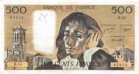 France 500 Francs Pascal - 06-11-1975 Série B.54 - TTB