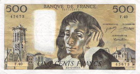 France 500 Francs Pascal - 06-12-1973 - Série F.40 - PTTB