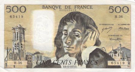 France 500 Francs Pascal - 06-12-1973 - Série H.36 - PTTB