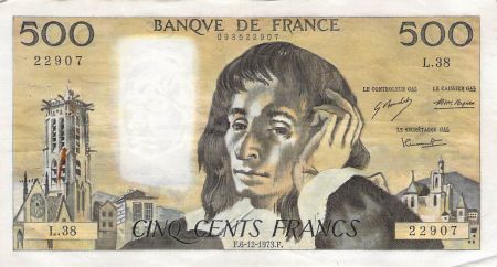 France 500 Francs Pascal - 06-12-1973 - Série L.38 - PTTB