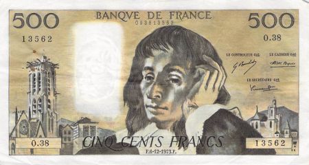 France 500 Francs Pascal - 06-12-1973 - Série O.38 - PTTB