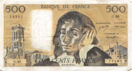 France 500 Francs Pascal - 06-12-1973 Série G.36 - TTB
