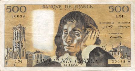 France 500 Francs Pascal - 06-12-1973 Série L.34 - TTB
