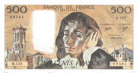 France 500 Francs Pascal - 07-01-1982 Série B.155 - SUP