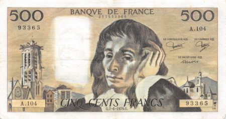 France 500 Francs Pascal - 07-06-1979 - Série A.104 - TTB