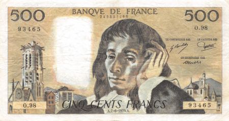 France 500 Francs Pascal - 07-06-1979 - Série O.98 - TTB