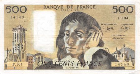 France 500 Francs Pascal - 07-06-1979 - Série P.104 - TTB